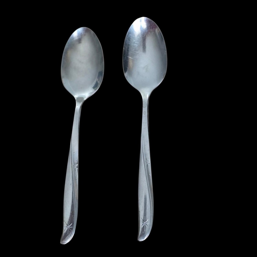 Oneida Community Stainless Twin Star Teaspoons Set‎ of 2 Mid Century 6 inch 1950